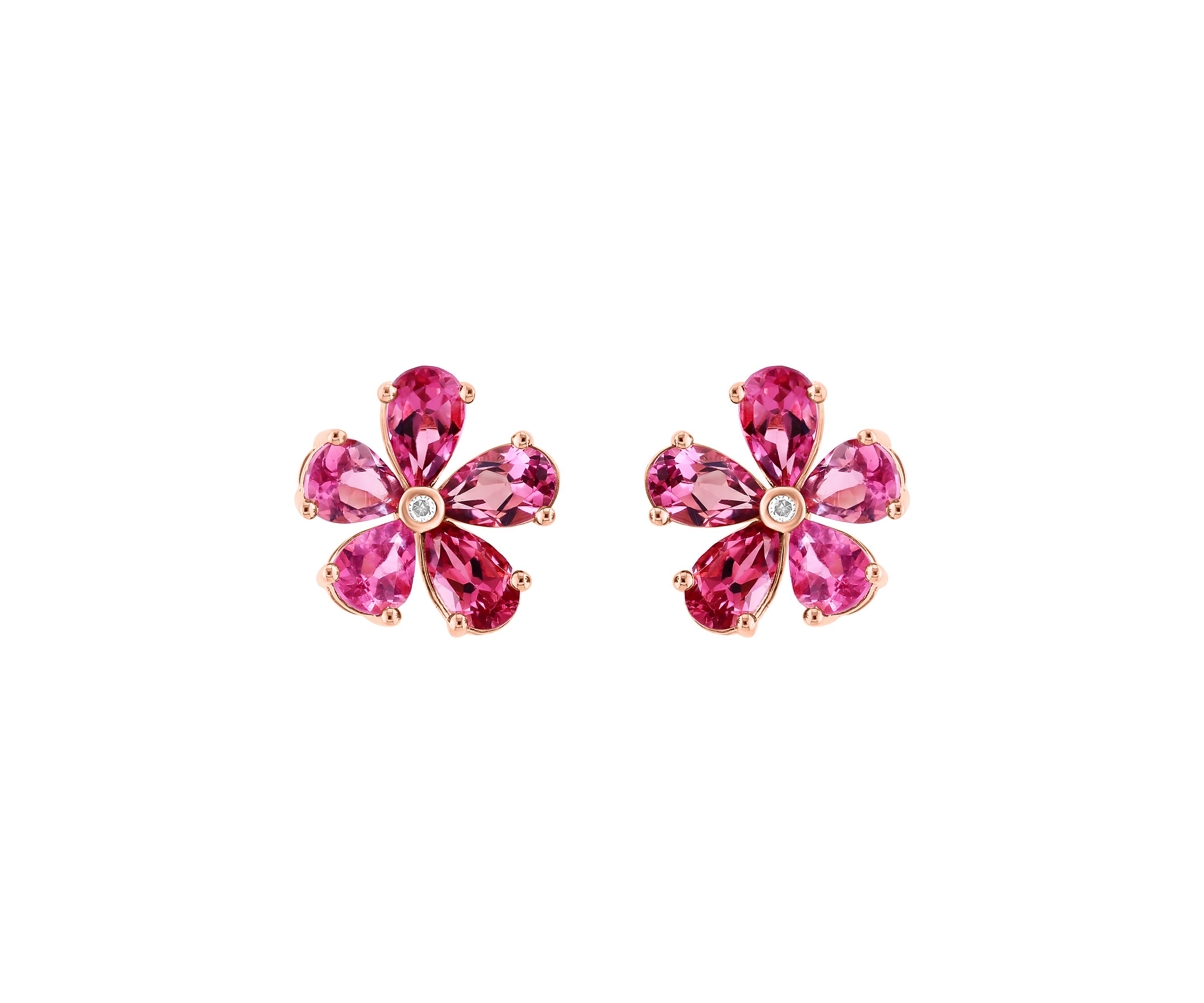 1/10 ct. t.w. Diamond, 1.8 ct. t.w. Pink Tourmaline Earrings in 14K Rose Gold