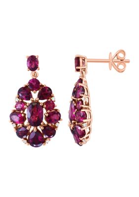 Effy 1/10 Ct. T.w. Diamond, 6.6 Ct. T.w. Rhodolite Earrings In 14K Rose Gold