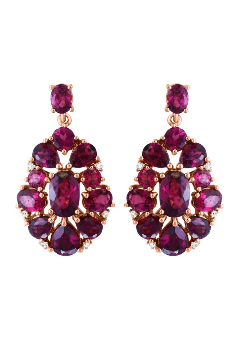 1/10 ct. t.w. Diamond, 6.6 ct. t.w. Rhodolite Earrings in 14K Rose Gold