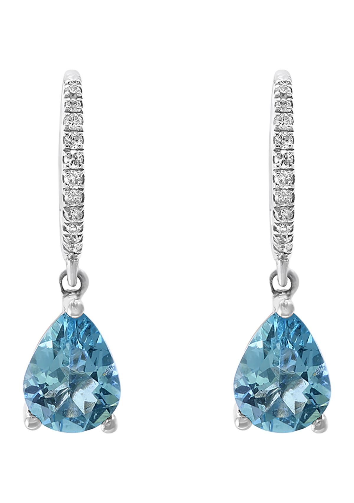 1/10 ct. t.w. Diamond and 1.95 ct. t.w. Aquamarine Earrings in 14K White Gold