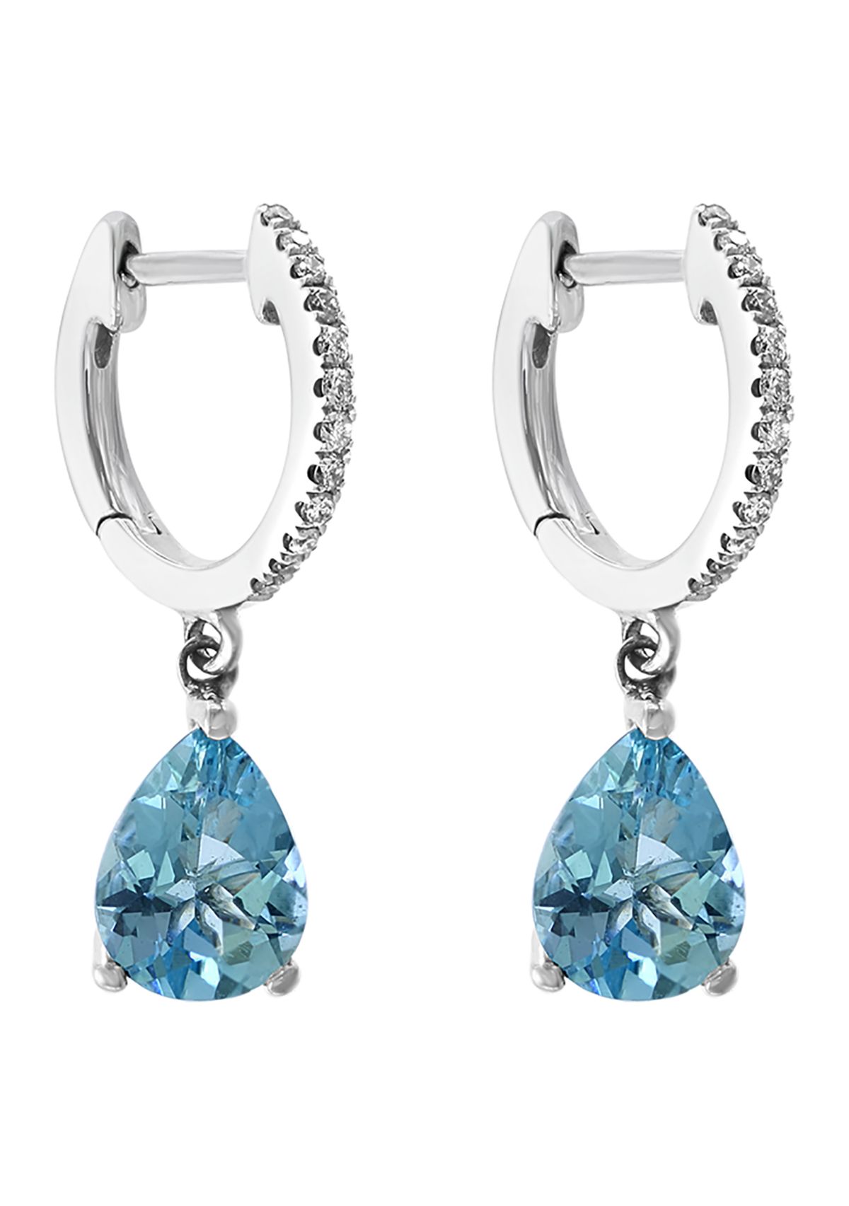 1/10 ct. t.w. Diamond and 1.95 ct. t.w. Aquamarine Earrings in 14K White Gold