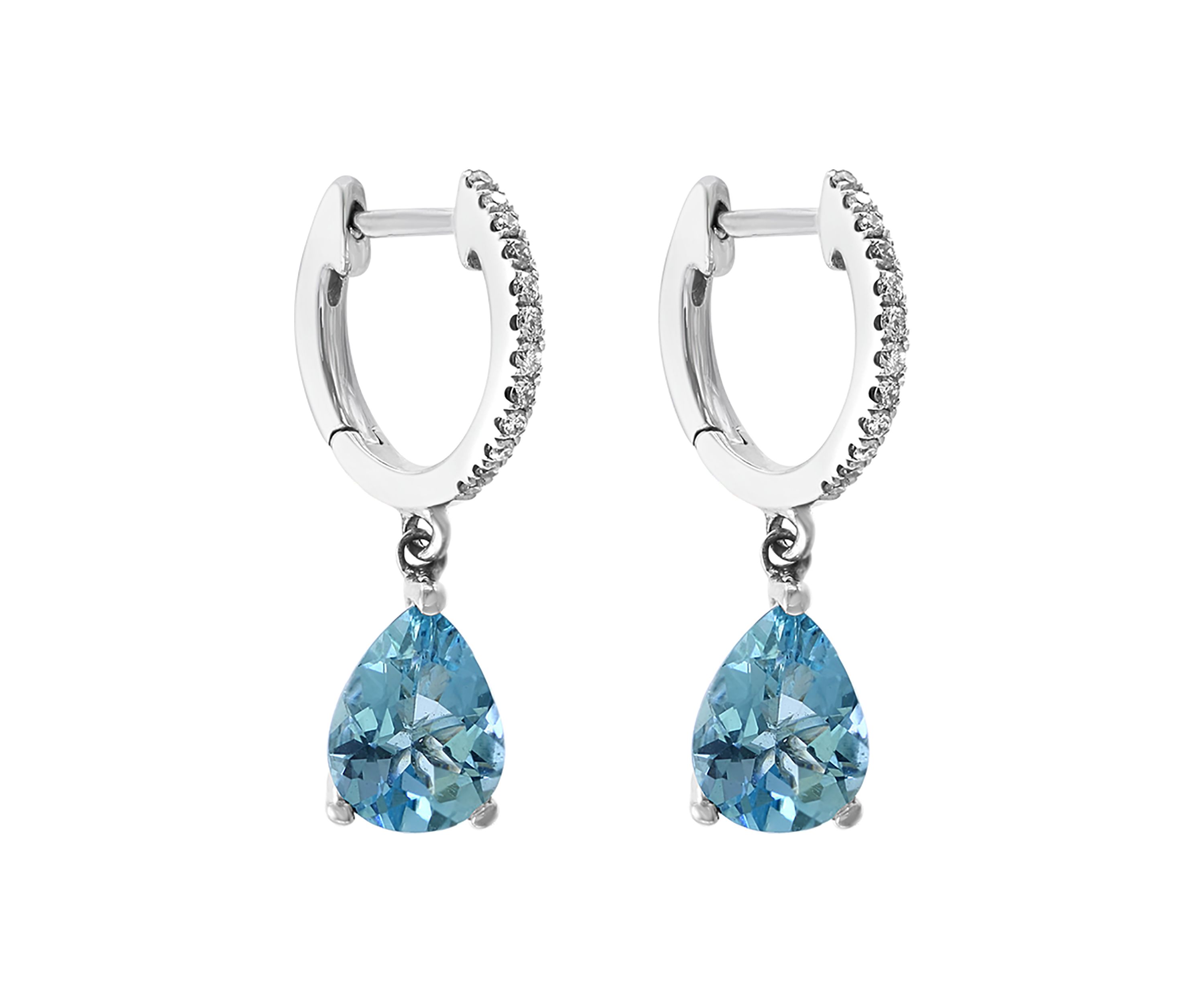 1/10 ct. t.w. Diamond and 1.95 ct. t.w. Aquamarine Earrings in 14K White Gold
