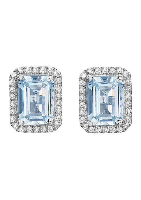 1/5 ct. t.w. Diamond and 2.6 ct. t.w. Aquamarine Earrings in 14K White Gold 