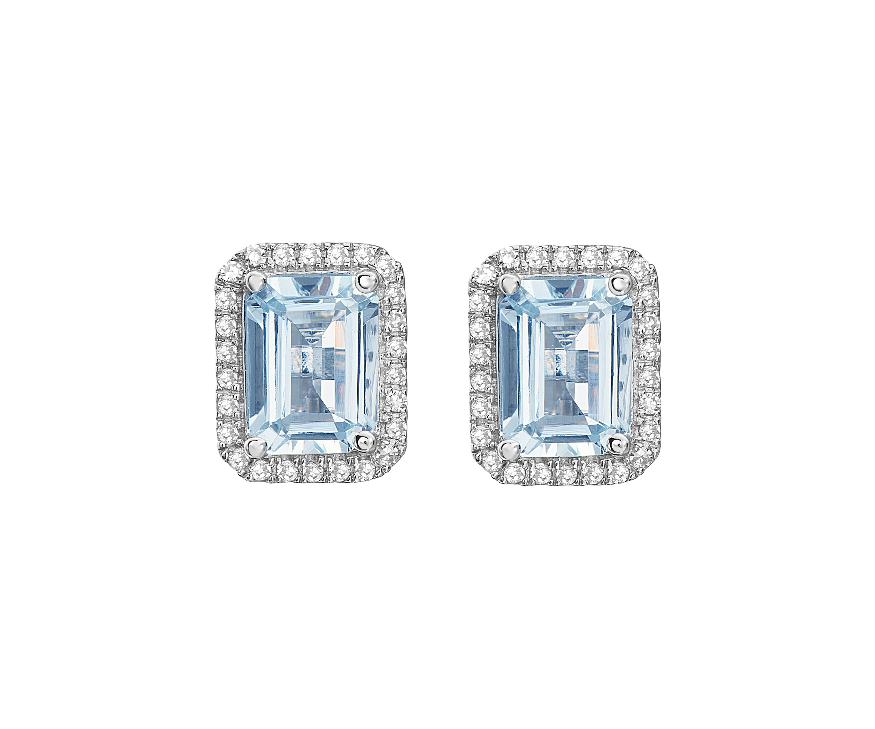 1/5 ct. t.w. Diamond and 2.6 ct. t.w. Aquamarine Earrings in 14K White Gold 