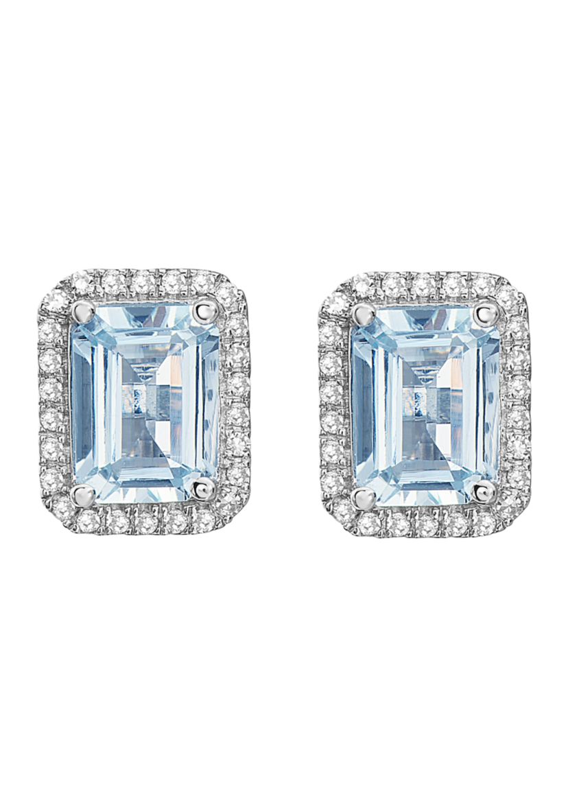 1/5 ct. t.w. Diamond and 2.6 ct. t.w. Aquamarine Earrings in 14K White Gold 