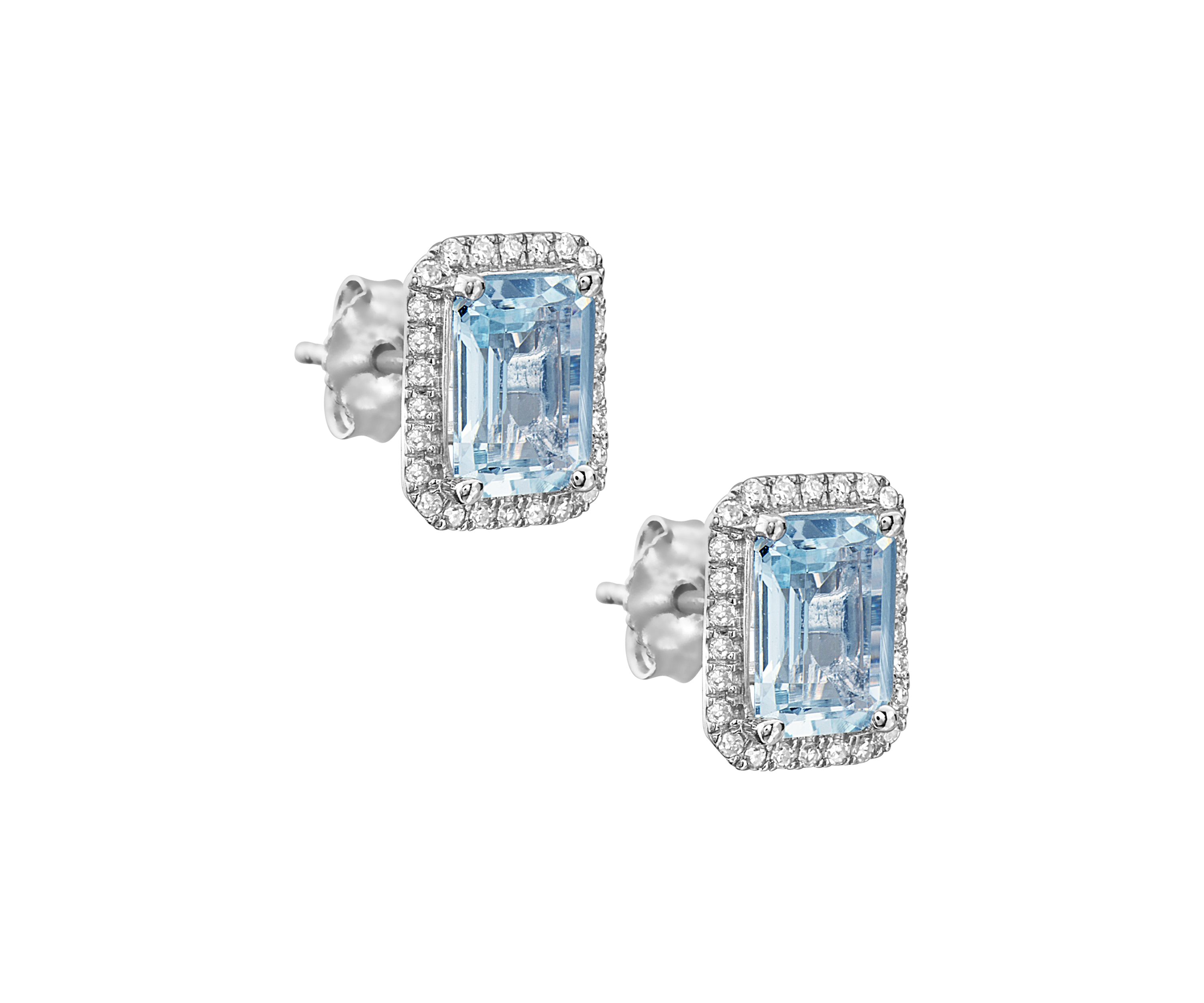1/5 ct. t.w. Diamond and 2.6 ct. t.w. Aquamarine Earrings in 14K White Gold 