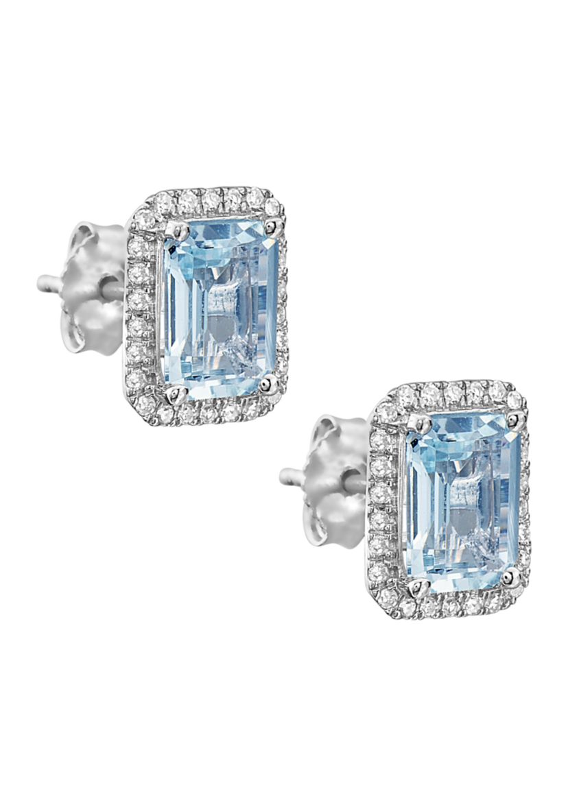 1/5 ct. t.w. Diamond and 2.6 ct. t.w. Aquamarine Earrings in 14K White Gold 