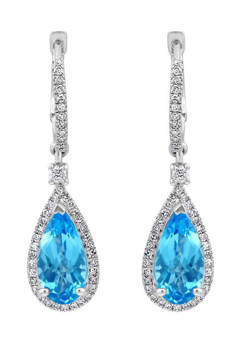Effy® 14k White Gold Diamond and Blue Topaz