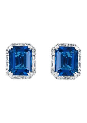 Effy 14K White Gold Diamond And London Blue Topaz Earrings
