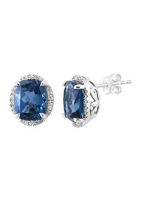 Effy Diamond And London Blue Topaz Earrings In 14K White Gold