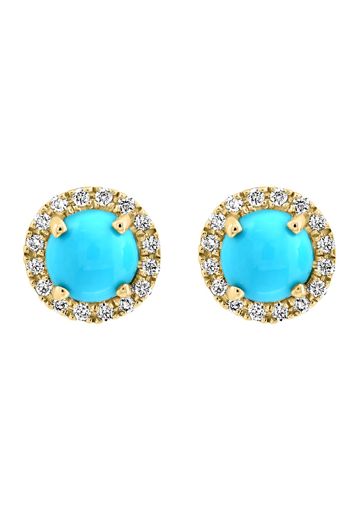 1/8 ct. t.w. Diamond, 7/8 ct. t.w. Turquoise Earrings in 14K Yellow Gold