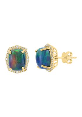 Effy 1/4 ct. t.w. Black Opal Earrings in 14K Yellow Gold