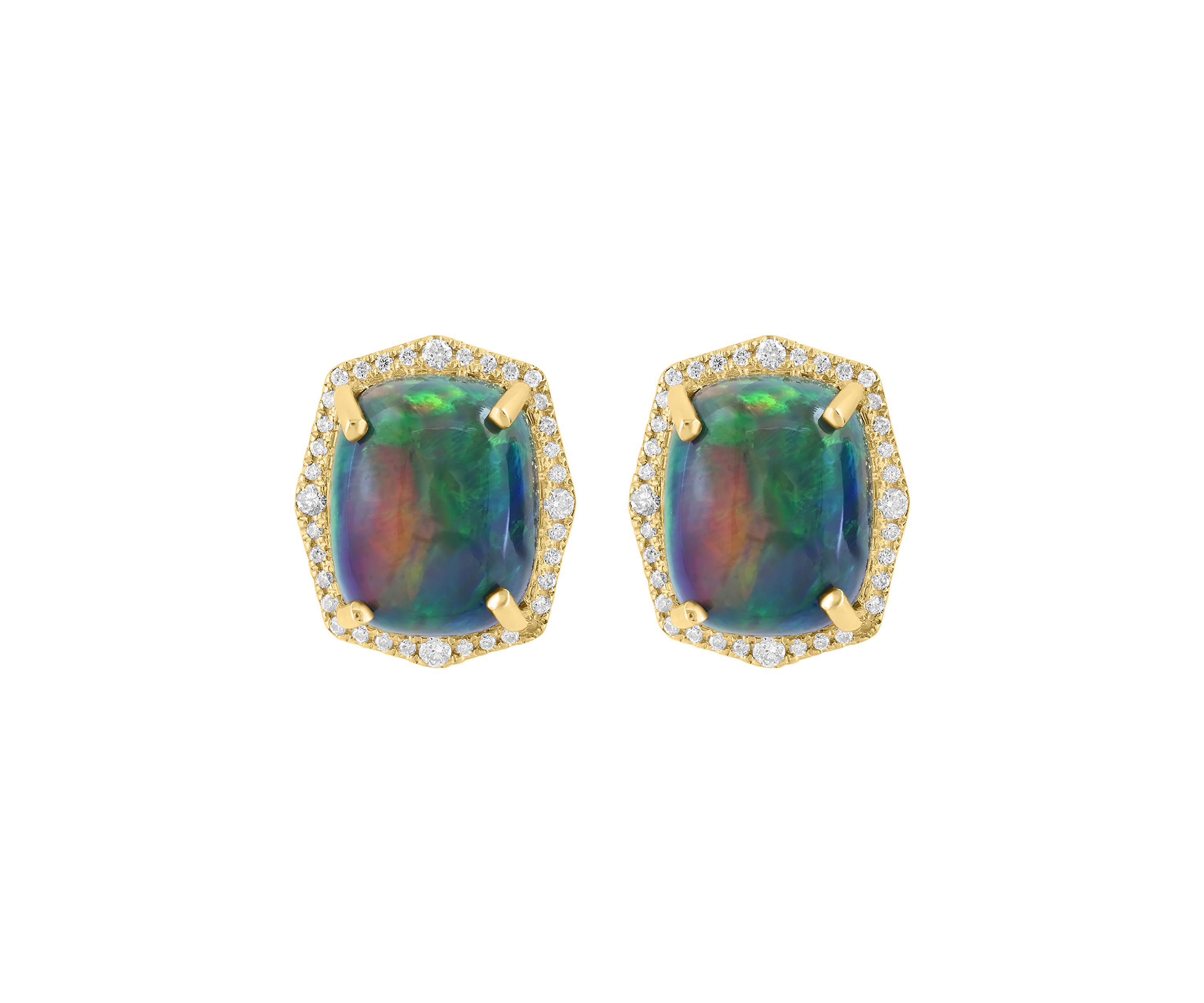 1/4 ct. t.w. Black Opal Earrings in 14K Yellow Gold
