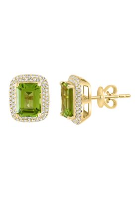 Effy 3/8 Ct. T.w. Diamond And Peridot Earrings In 14K Yellow Gold
