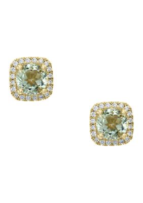 Effy 1/5 Ct. T.w. Diamond And 1.63 Ct. T.w. Green Amethyst Earrings In 14K Yellow Gold