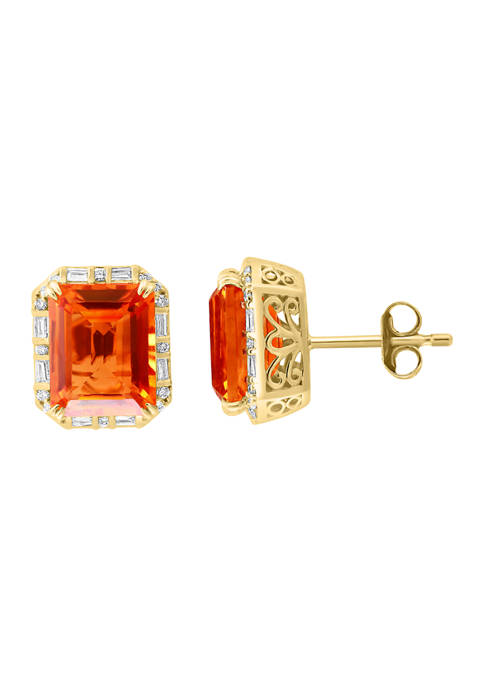 1/4 ct. t.w. Diamond and 6.3 ct. t.w. Citrine Earrings in 14K Yellow Gold 