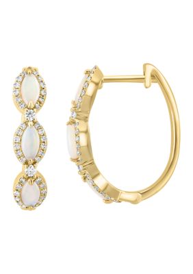 Effy 14K Yellow Gold Diamond And Opal Earrings
