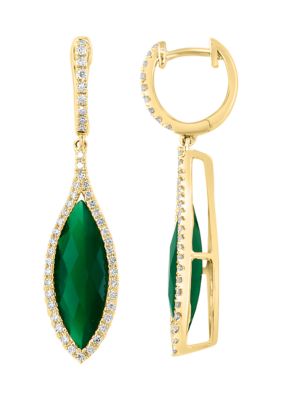 Effy 1/3 ct. t.w. Diamond, 4.1 ct. t.w. Green Onyx Earrings, Yellow -  0617892880506