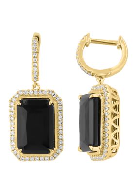 Effy 3/8 ct. t.w. Diamond, 7.8 ct. t.w. Onyx Earrings in 14K Yellow Gold -  5400451HEY0X856DX