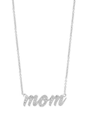 Effy 1/8 Ct. T.w. Diamond Mom Necklace In Sterling Silver
