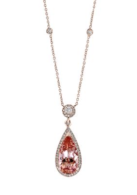 Effy 1/3 Ct. T.w. Diamond And 2.7 Ct. T.w. Morganite Necklace In 14K Rose Gold
