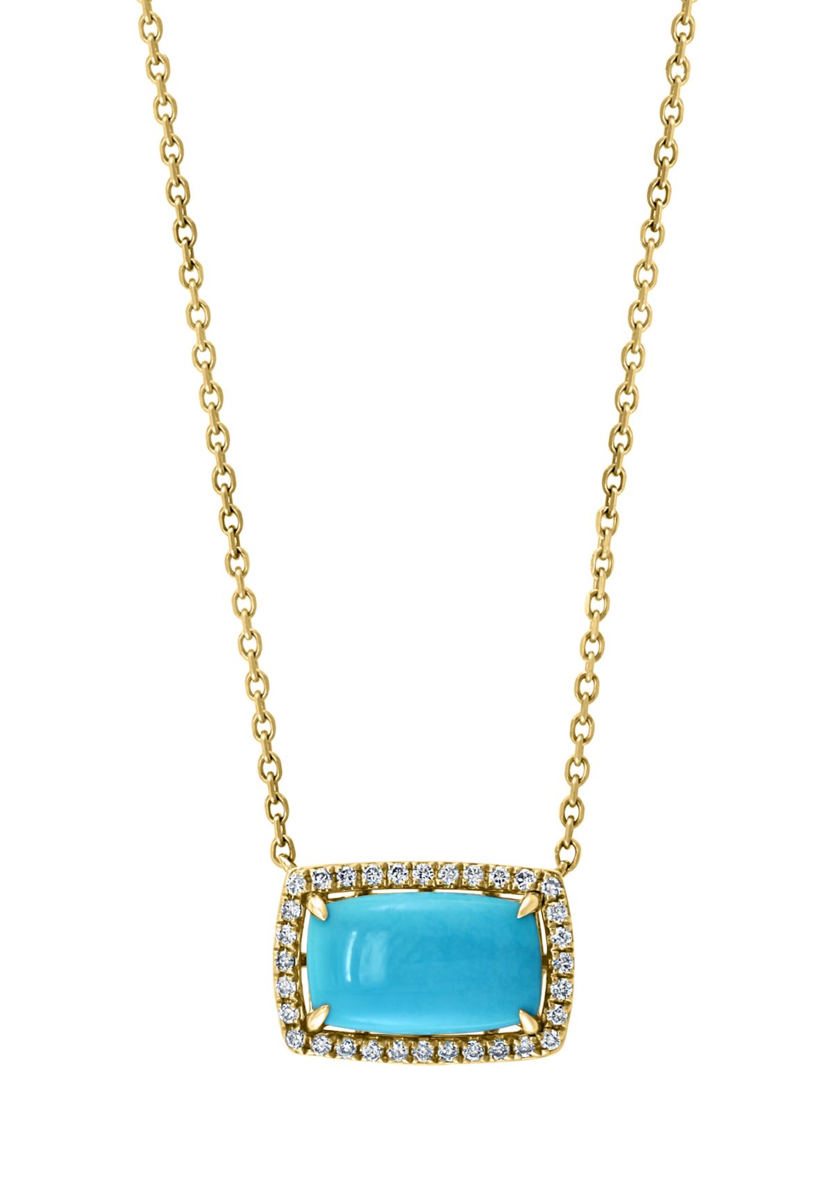 1/8 ct. t.w. Diamond and 1.22 ct. t.w. Turquoise Necklace in 14K Yellow Gold 