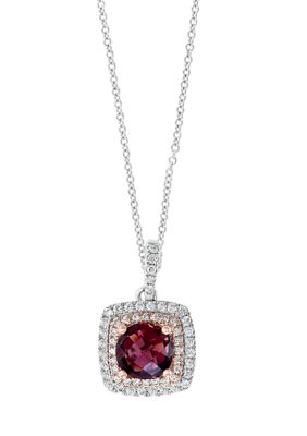 Effy 1 Ct. T.w. Rhodolite And 1/5 Ct. T.w. Diamond Pendant Necklace In 14K Two-Tone Gold, Yellow, 16 In -  0617892757587