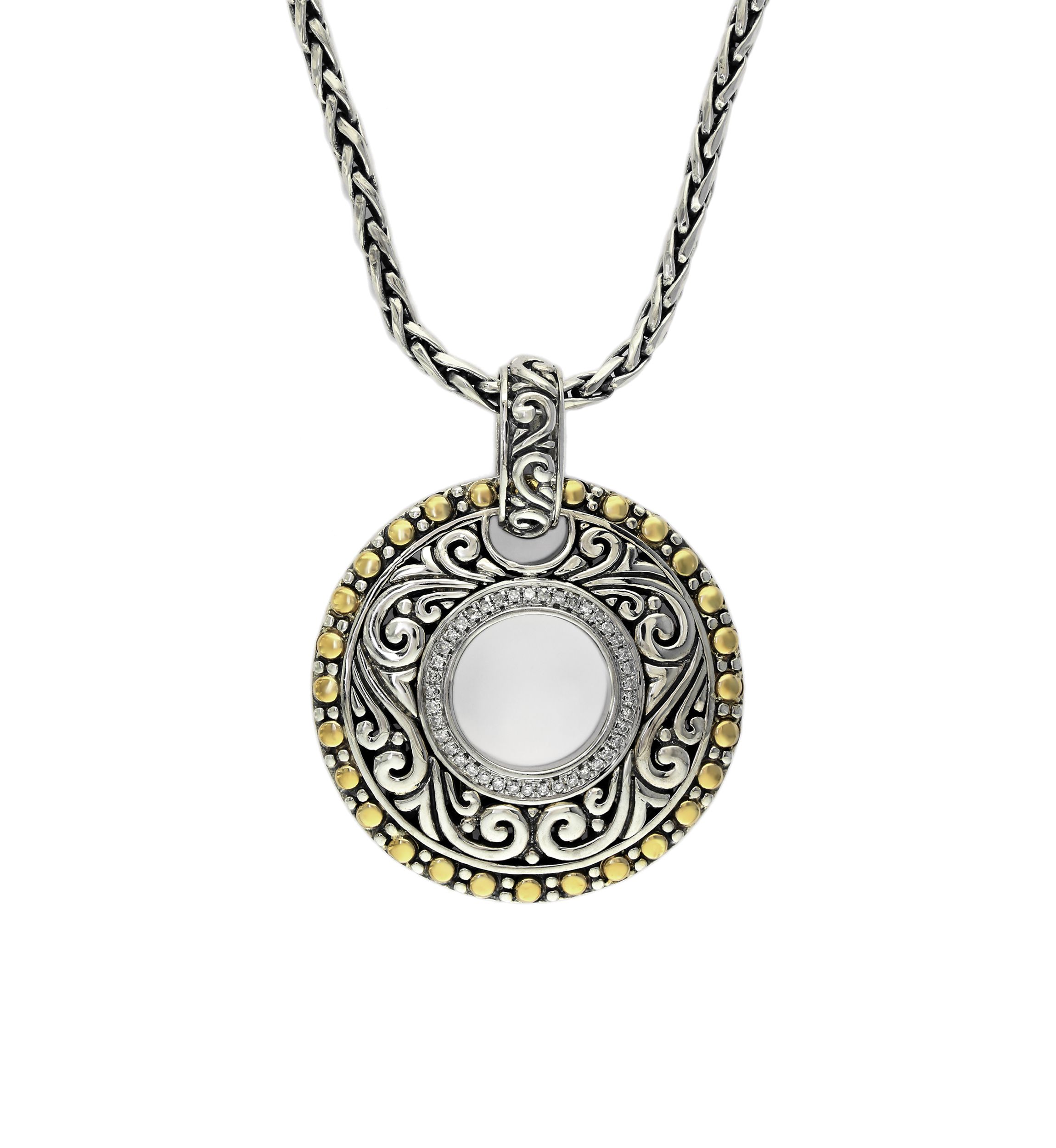 1/5 ct. t.w. Diamond Pendant Necklace in Sterling Silver and 18k Yellow Gold