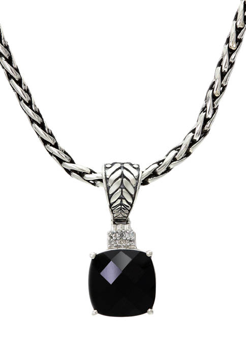 Onyx Pendant Necklace in Sterling Silver