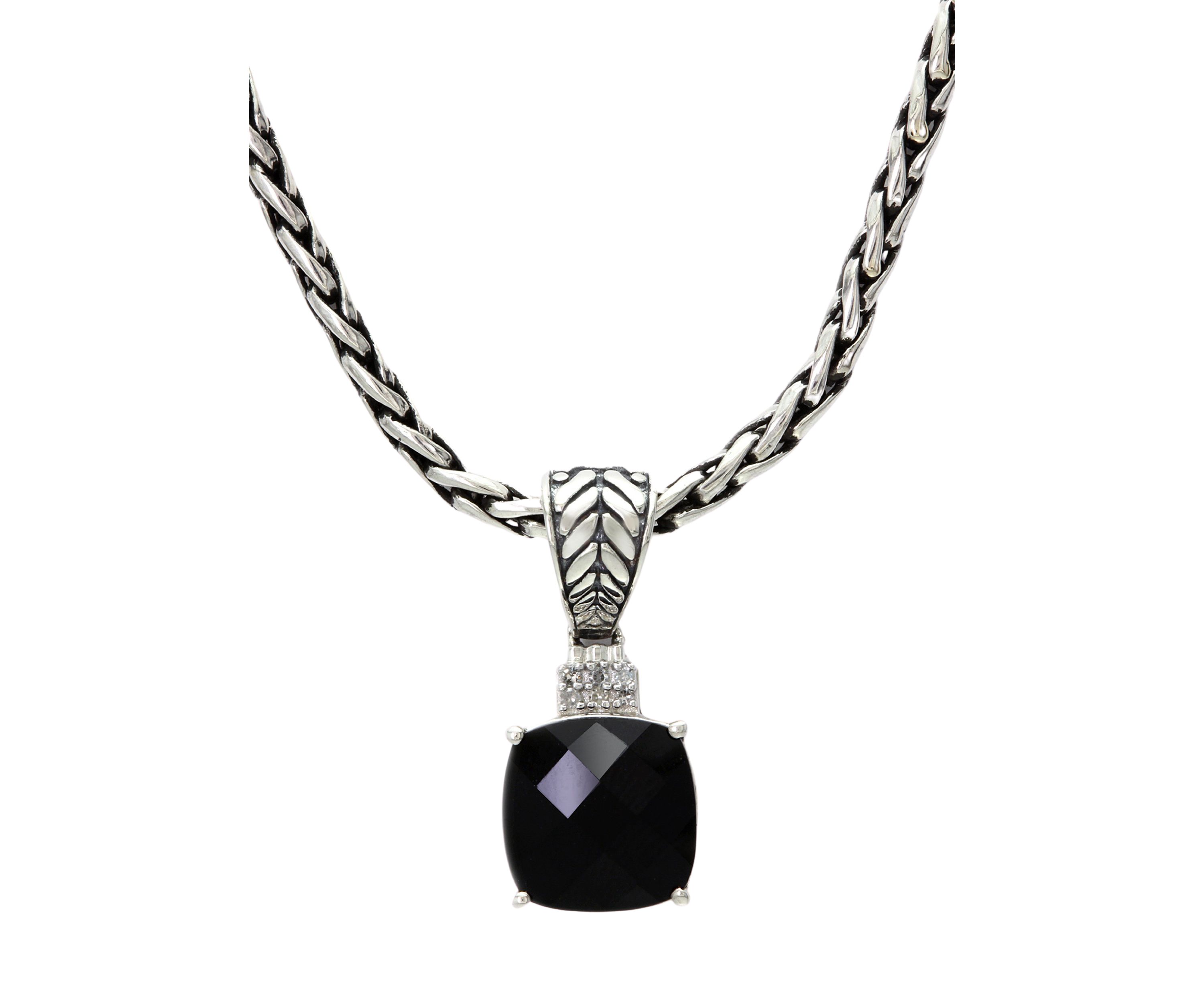 Onyx Pendant Necklace in Sterling Silver
