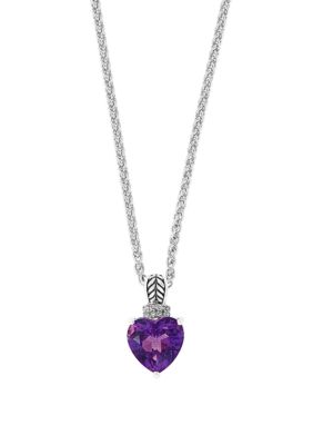 Effy 0.4 Ct. T.w Diamond And 3.2 Ct. T.w. Amethyst Pendant Necklace In 925 Sterling Silver