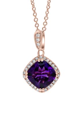Effy 1/8 Ct. T.w. Diamond And 2.28 Ct. T.w. Amethyst Pendant Necklace In 14K Rose Gold