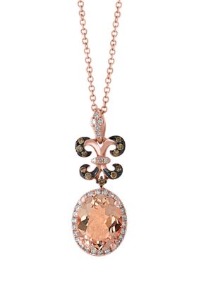 Effy 14K Rose Gold Diamond, Brown Diamond, And Morganite Pendant