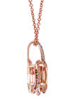 1/4 ct. t.w. Diamond and 3.15 ct. t.w. Morganite Pendant Necklace in 14K Rose Gold 
