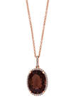 1/4 ct. t.w. Diamond and 9.6 ct. t.w. Smoky Quartz Pendant Necklace in 14K Rose Gold 