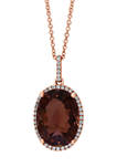 1/4 ct. t.w. Diamond and 9.6 ct. t.w. Smoky Quartz Pendant Necklace in 14K Rose Gold 
