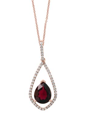 Effy 1/5 Ct. T.w. Diamond And 1.4 Ct. T.w. Rhodolite Pendant Necklace In 14K Rose Gold