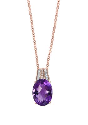 Effy 1/8 Ct. T.w. Diamond And 8.33 Ct. T.w. Pink Amethyst Pendant In 14K Rose Gold, 16 In -  0617892745676