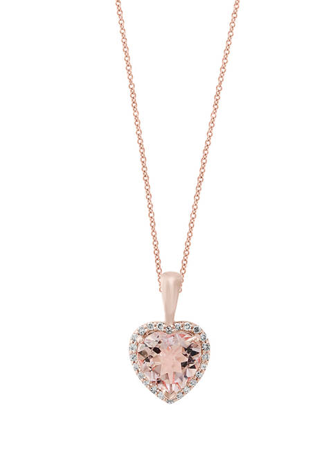 1/10 ct. t.w. Diamond and 1.65 ct. t.w. Morganite Pendant Necklace in 14K Rose Gold 