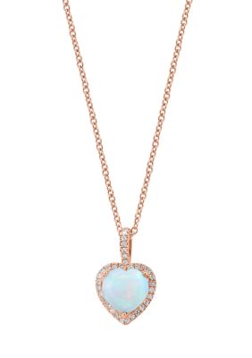 Effy 1/8 Ct. T.w. Diamond, 1.3 Ct. T.w. Opal Pendant Necklace In 14K Rose Gold