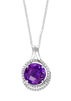 Effy 1/4 Ct. T.w. Diamond And 4.25 Ct. T.w. Amethyst Pendant Necklace In 14K White Gold