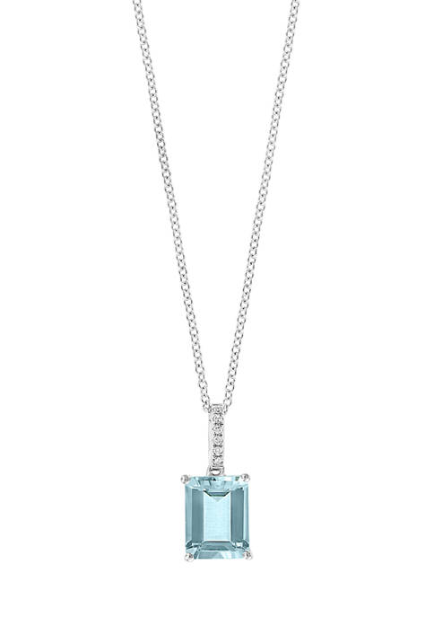2.05 ct. t.w. Aquamarine and 1/10 ct. t.w. Diamond Pendant Necklace in 14K White Gold