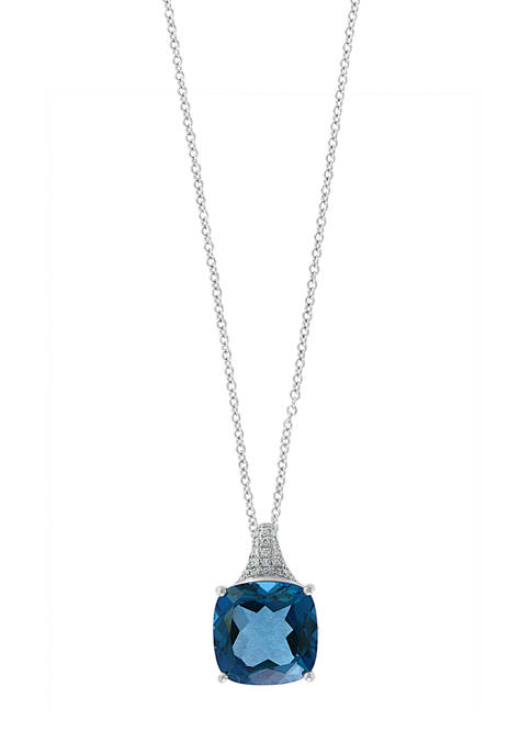 8.35 ct. t.w. London Blue Topaz and 1/10 ct. t.w. Diamond Pendant Necklace in 14K White Gold 