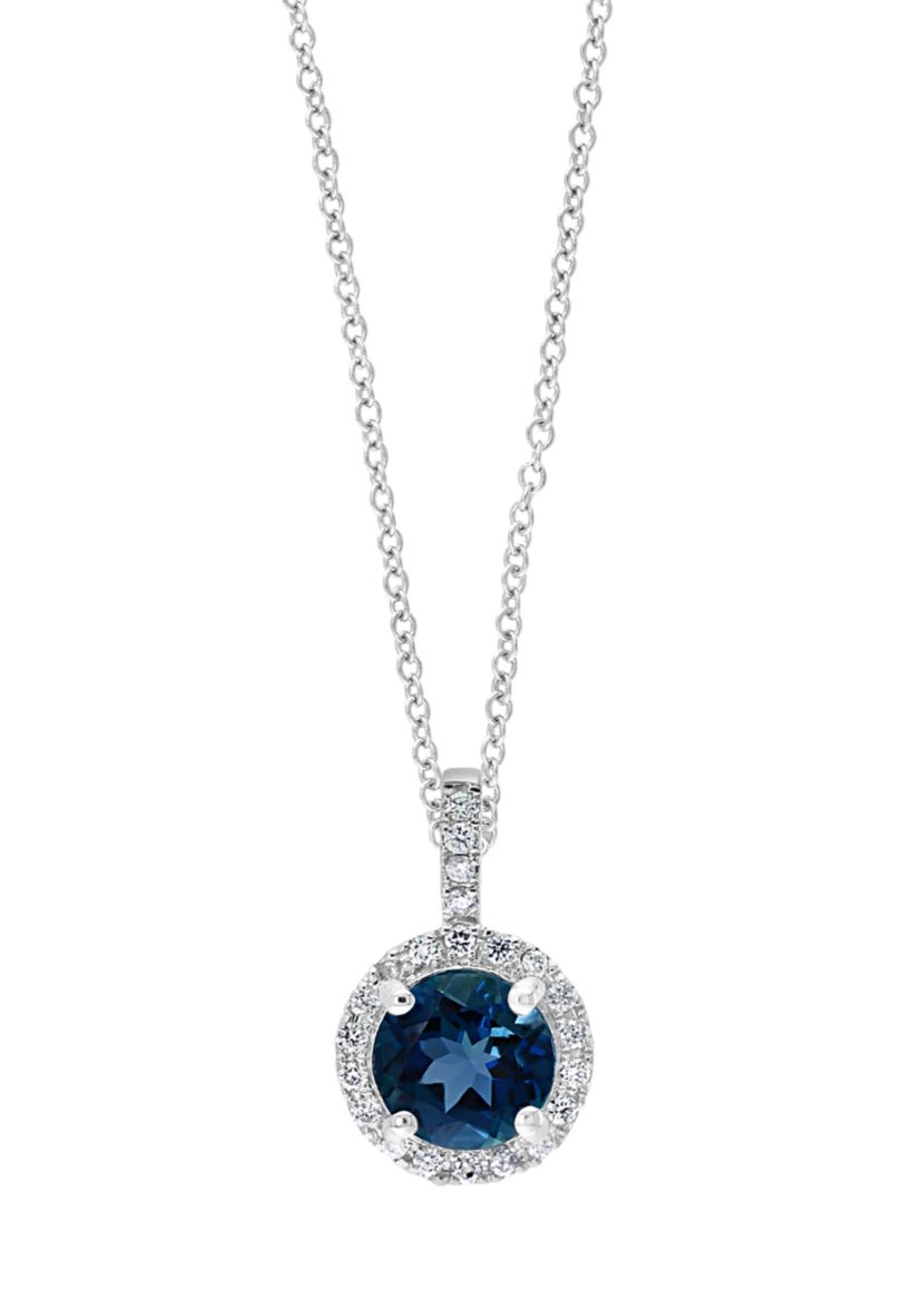 1/10 ct. t.w. Diamond and 1 ct. t.w. London Blue Topaz Pendant 