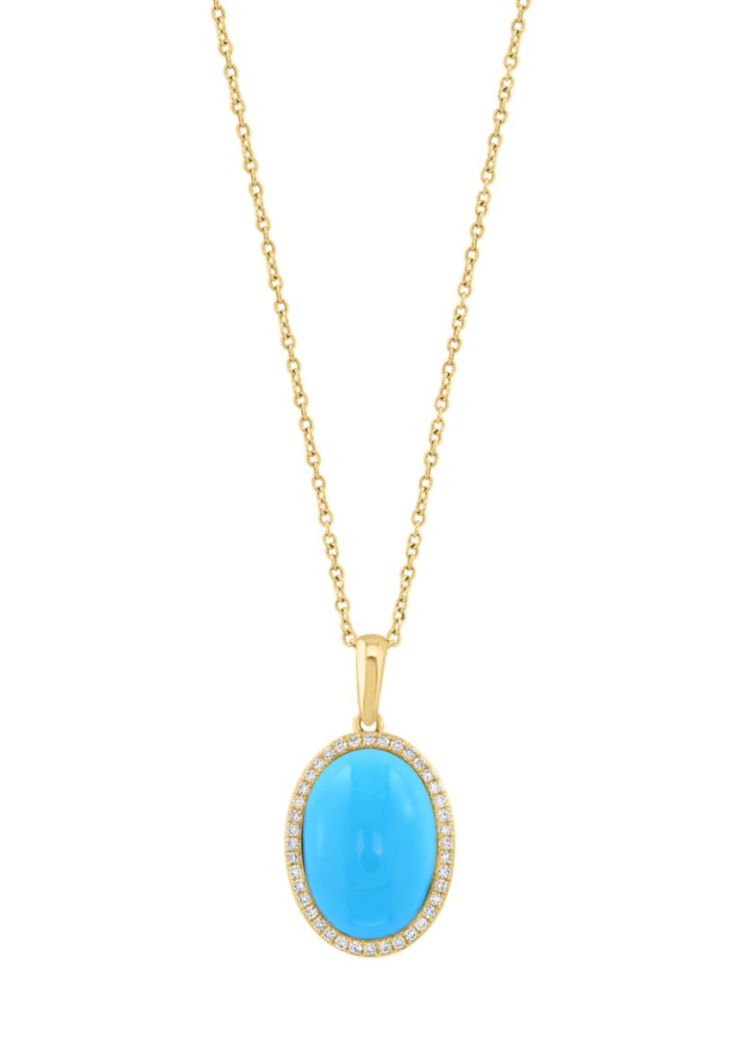 1/6 ct. t.w. Diamond Turquoise Necklace 