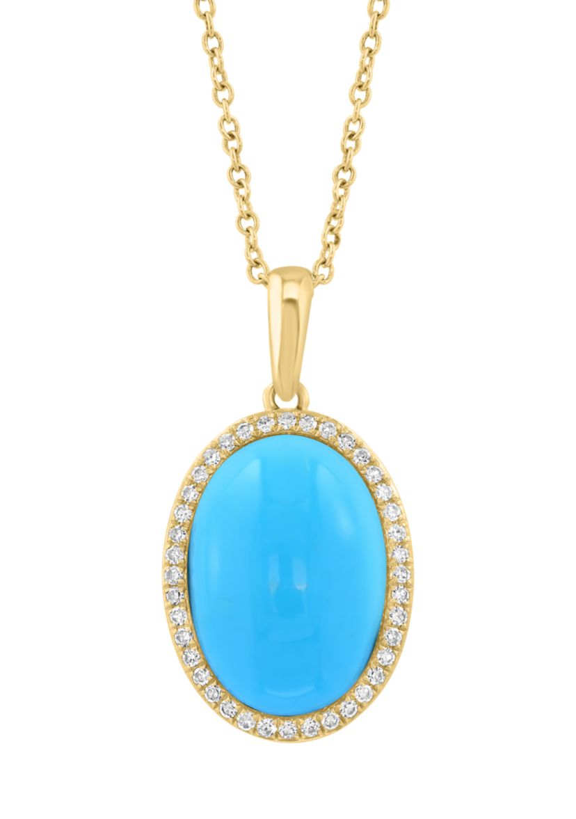 1/6 ct. t.w. Diamond Turquoise Necklace 