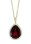 1/5 ct. t.w. Diamond and 7.65 ct. t.w. Garnet Pendant Necklace in 14K Yellow Gold 