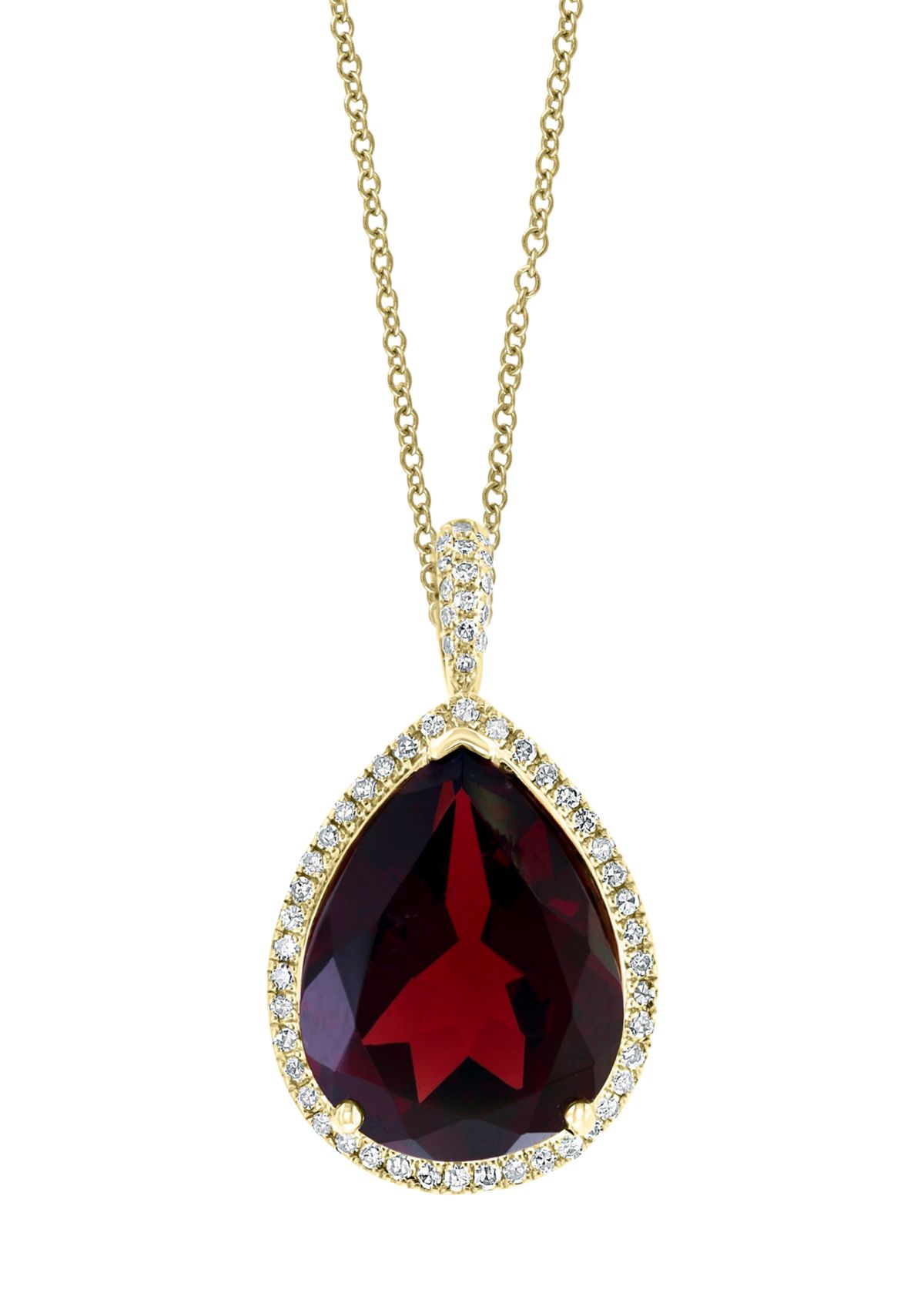 1/5 ct. t.w. Diamond and 7.65 ct. t.w. Garnet Pendant Necklace in 14K Yellow Gold 