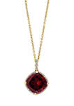 1/6 ct. t.w. Diamond and 6.35 ct. t.w. Garnet Pendant Necklace in 14K Yellow Gold 