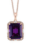 1/5 ct. t.w. Diamond and 5.74 ct. t.w. Amethyst Pendant Necklace in 14K Yellow Gold